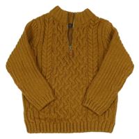 Okrový vzorovaný vlněný svetr Next