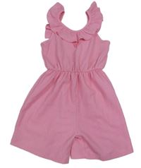 Růžový kraťasový overal s volánkem 