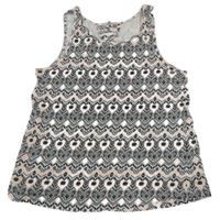 Šedo-růžovo-bílý vzorovaný top 