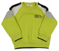 Světlezeleno-šedo-černo-bílá mikina s nápisem C&A