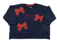 Tmavomodro-červená mikina s mašlemi F&F