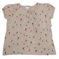 Světlerůžové puntíkaté tričko se zmrzlinami 