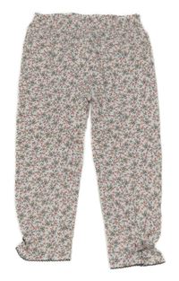 Bílo-šedo-růžové květované crop legíny Topolino