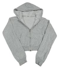 Světlešedá crop propínací mikina s kapucí H&M