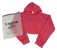 Nové - Fuchsiová crop mikina s kapucí Shein