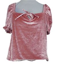 Dámská růžová sametová crop halenka Primark 