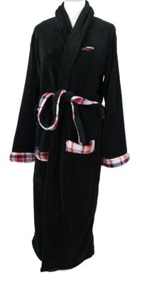 Dámský černo-kostkovaný chlupatý župan s páskem Griffin 