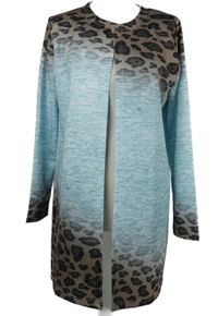 Dámský světlemodro-hnědý vzorovaný dlouhý cardigán 