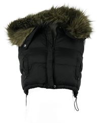 Dámská černá šusťáková zateplená crop vesta s kapucí Denim 