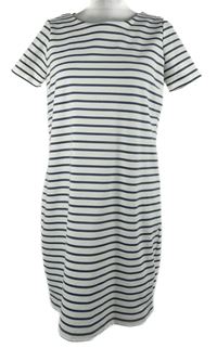 Dámské bílo-tmavomodré pruhované šaty Vila 