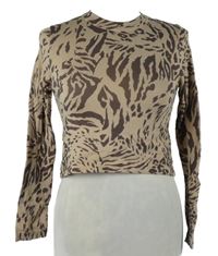 Dámské béžovo-vínové vzorované úpletové crop triko Asos vel. 32