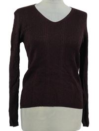 Dámský vínový třpytivý žebrovaný svetr M&S