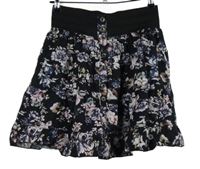 Dámská černá květovaná sukně 