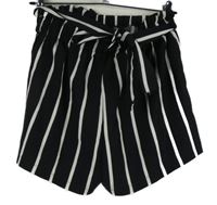 Dámské černo-bílé pruhované sukňové kraťasy s páskem Shein 