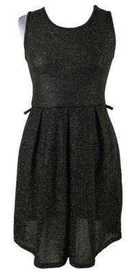 Dámské černo-zlaté třpytové pletené šaty Centino 