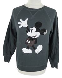 Dámská tmavošedá mikina s Mickeym z flitrů H&M