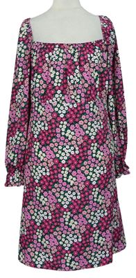 Dámksé růžovo-zelené kytičkované šaty Boohoo