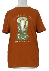 Dámské skořicové tričko s kaktusem Primark 