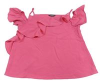 Růžová crop halenka s volánkem Primark