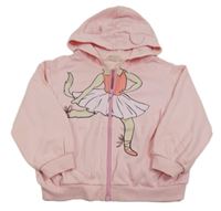 Světlerůžová propínací mikina s obrázkem a kapucí H&M