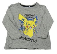 Šedé triko s Pikachu 