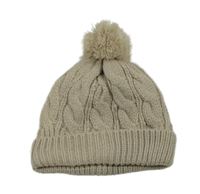 Béžová čepice s bambulí