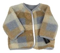 Nové- Béžovo-modrá kostkovaná huňatá podšitá bunda dunnes