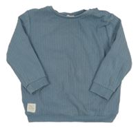 Modrá žebrovaná mikina s nášivkou so cute