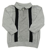 Světlešedo-černý lehký svetr s límečkem Matalan