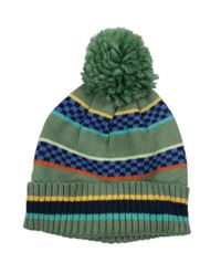 Zeleno-barevná pruhovaná čepice s bambulí M&S vel.116-140
