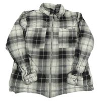Šedo-černo-bílá kostkovaná flanelová košilová bunda H&M