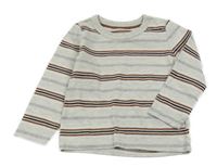 Světlešedo-hnědo-černé pruhované triko C&A