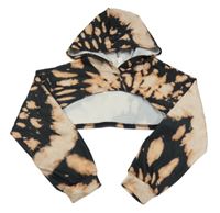 Černo-oranžová crop mikina s kapucí Shein