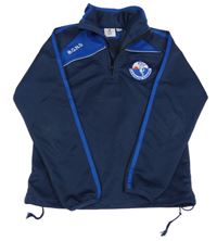 Tmavomodro-modrá sportovní mikina s výšivkou 