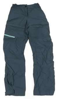 Tmavomodré šusťákové outdoorové kalhoty Decathlon