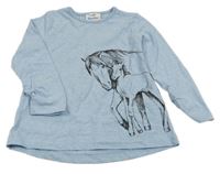 Modré melírované triko s koníky Topolino