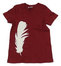 Vínové tričko s pírkem 