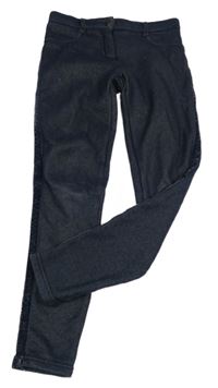 Tmavomodré zateplené tregíny riflového vzhledu s třpytivým pruhem Yigga