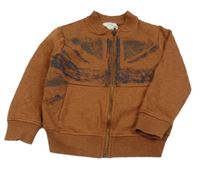 Hnědá propínací mikina s potiskem Zara