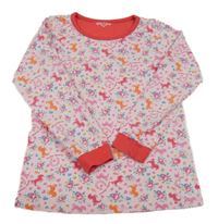 Růžové triko s koňmi a květinami 