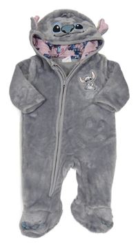 Šedá chlupatá kombinéza s kapucí - Stitch