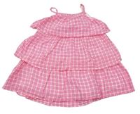 Růžovo-bílé kostkované vrstvené šaty Matalan