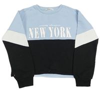 Světlemodro.-černá crop mikina s nápisem H&M