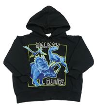 Černá mikina s dinosaury a kapucí H&M