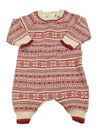Červeno-smetanový vzorovaný pletený overal Next
