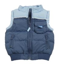 Světle-tmavomodrá šusťáková zateplená vesta Early Days