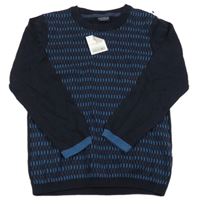 Nové - Tmavomodro-modrý vzorovaný svetr Next