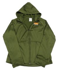 Khaki thermo propínací mikina s logem a kapucí Nike