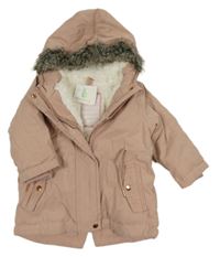 Nové - Pudrová šusťáková zimní parka s kapucí Topomini