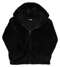 Černá kožešinová bunda s kapucí F&F